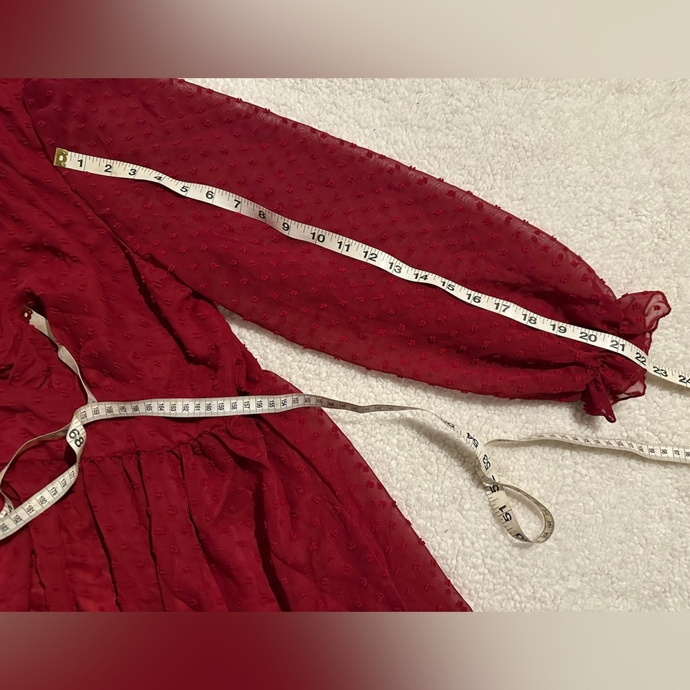 SHEIN Curve Women’s Red V-Neck Long Sleeve Dress size 2XL - Picture 9 of 11